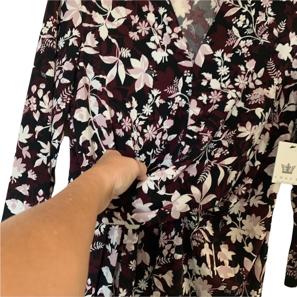 Chaus Burgundy V-Neck Wrap Blouse Size Medium - Picture 4 of 12